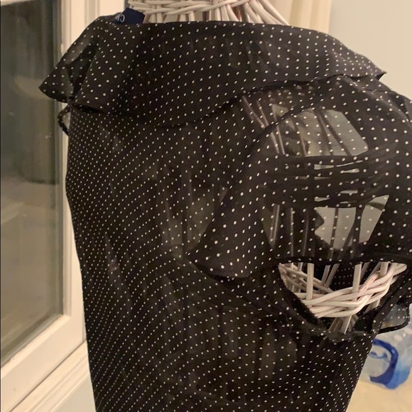 Chaps Black white polka dot blouse sheer - Picture 6 of 8